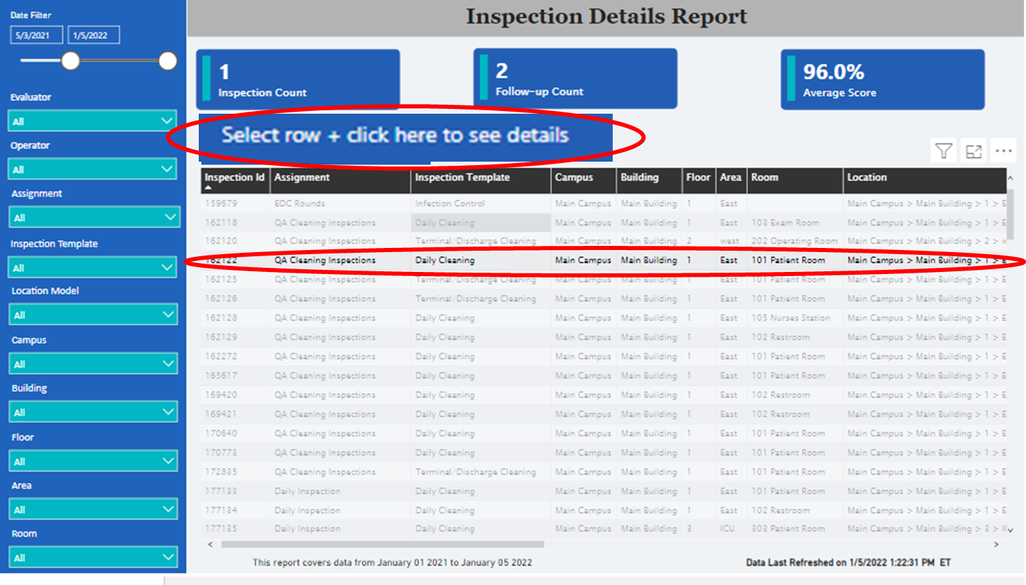 Inspection Details Report - Walsh Integrated Knowledge Base