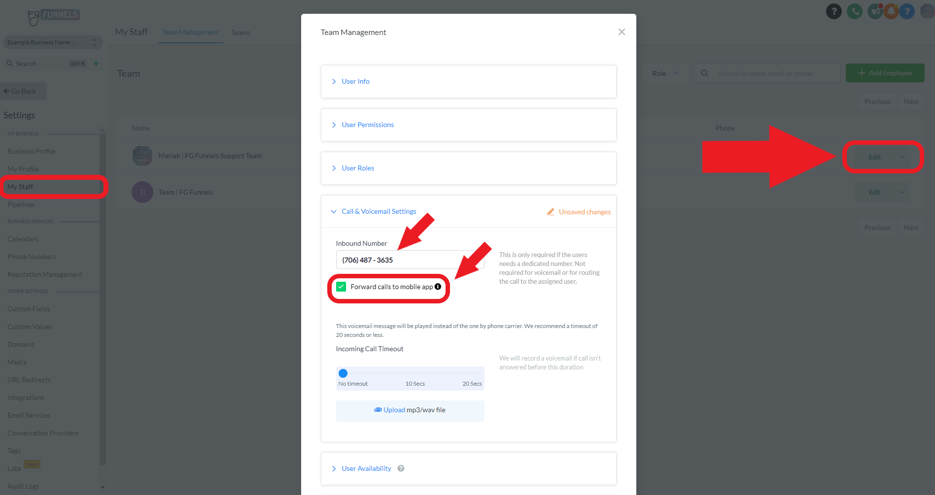 Inbound Call Routing to the Mobile App FG Funnels Help Library