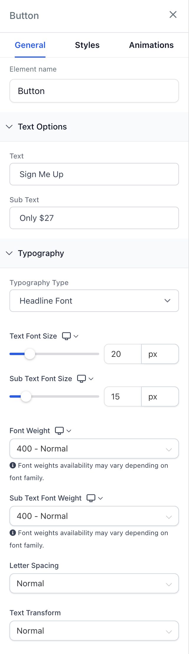 Button General Options Screenshot 1