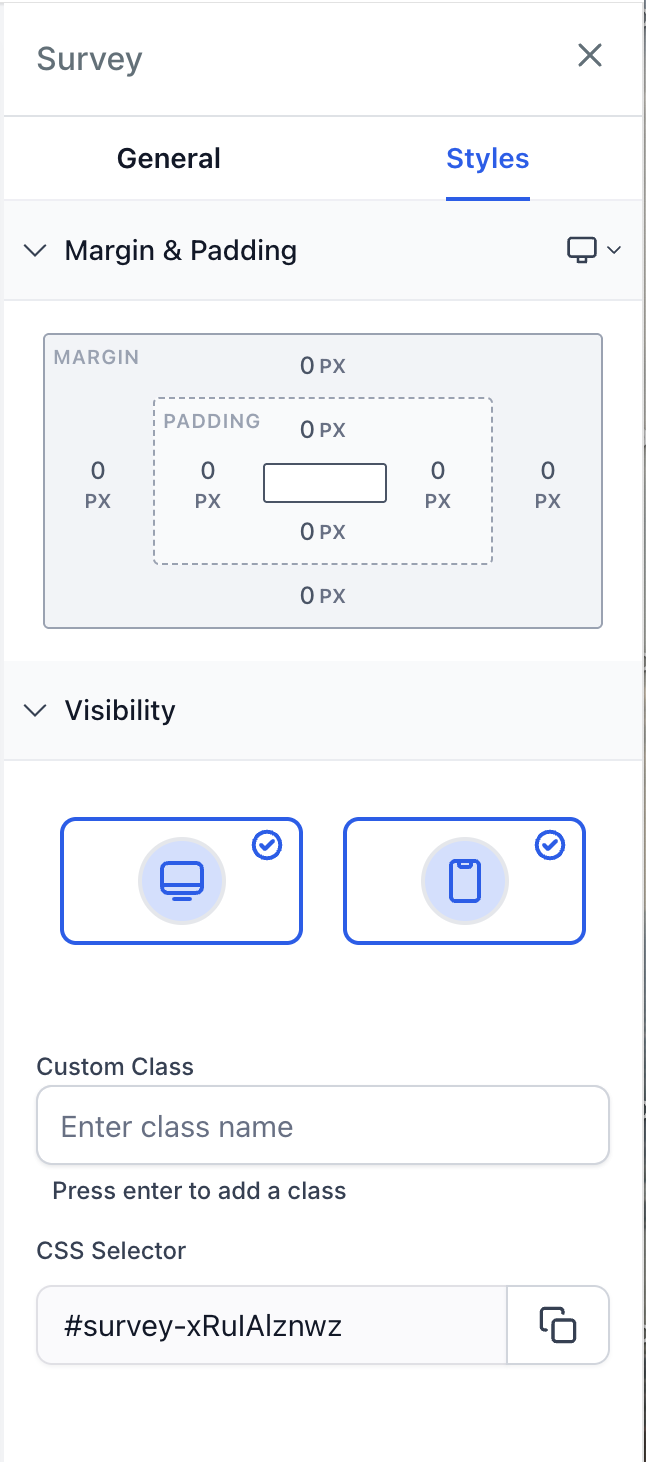 Survey Style Options