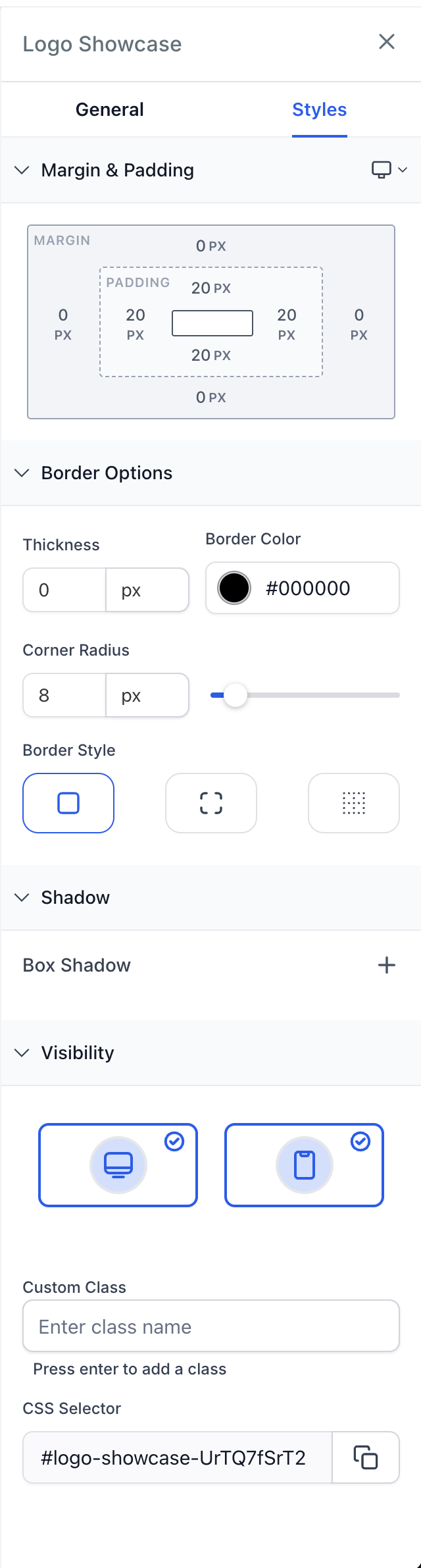 Logo Showcase Styles Options