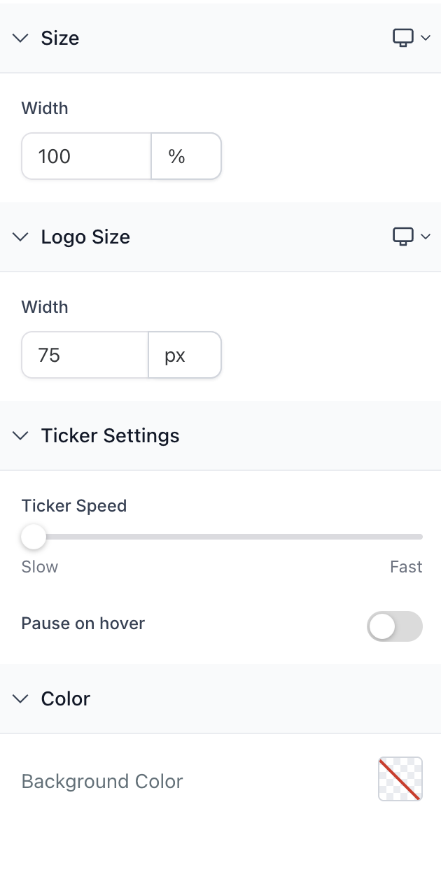 Logo Showcase Ticker Options