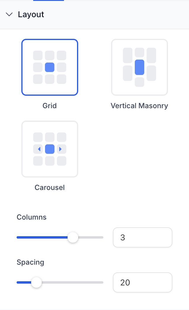 Layout options for testimonials