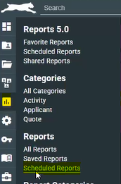 EzLynx Scheduled Reports menu