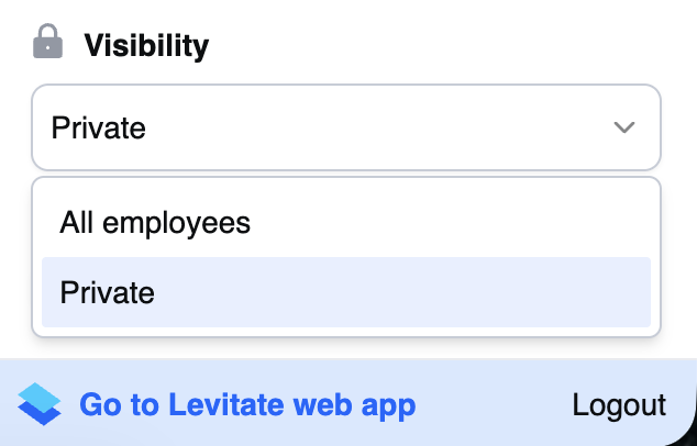 Private visibility setting restricted to creator or admin in the Outlook Plugin v2 contact panel