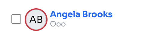 Contacts list row with a red ring around the contact avatar, marking the contact as private