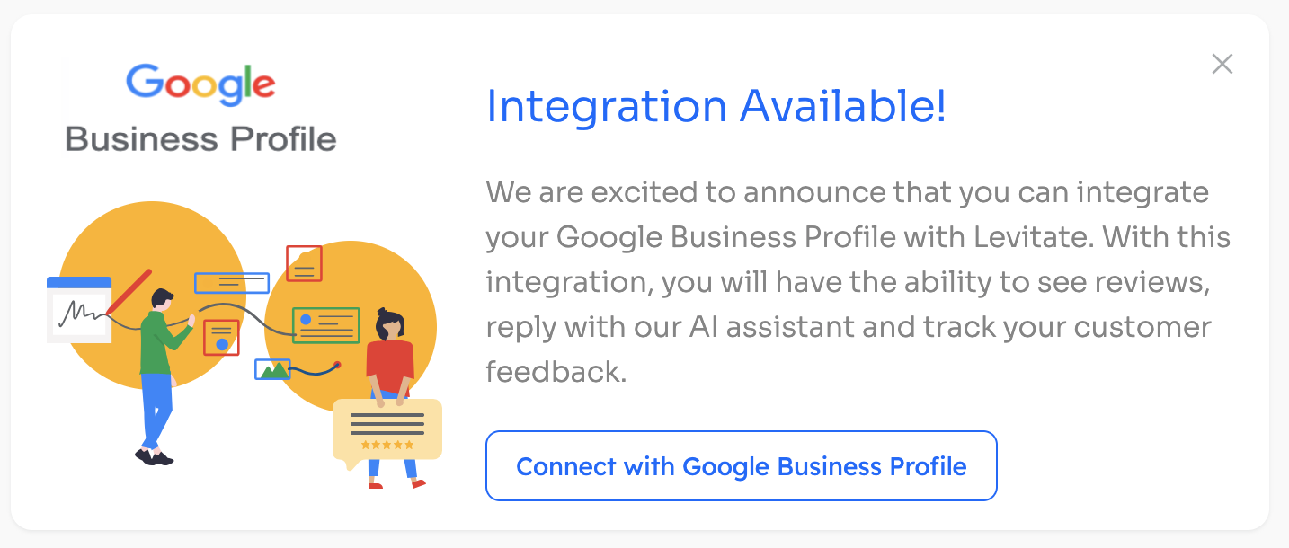 Integration Available! dashboard card with the Connect with Google Business Profile button