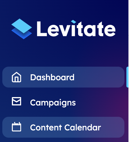 Levitate main navigation with Content Calendar highlighted