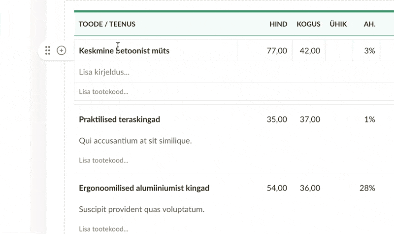 Reaartikli lohistamine haaramispidemest, et seda ümber järjestada