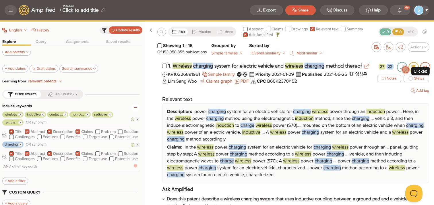 Result card marked as Relevant with the green checkmark button