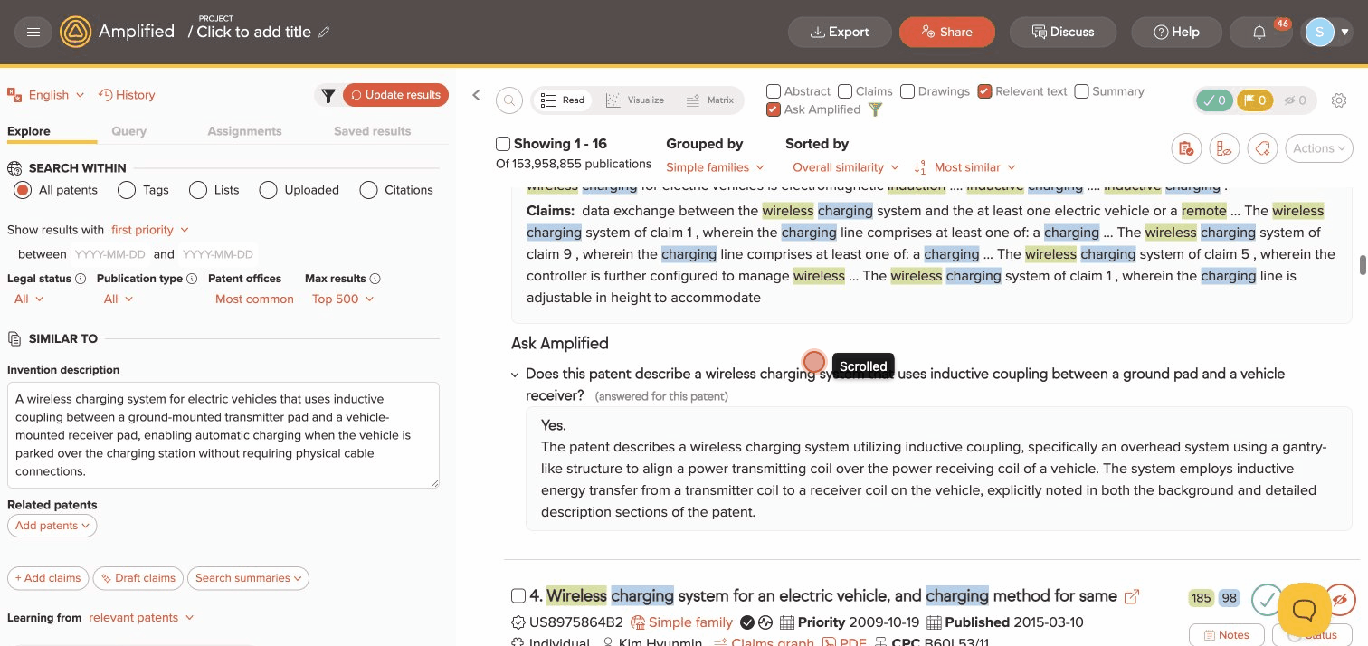 Search results filtered to show only Yes answers from Ask Amplified