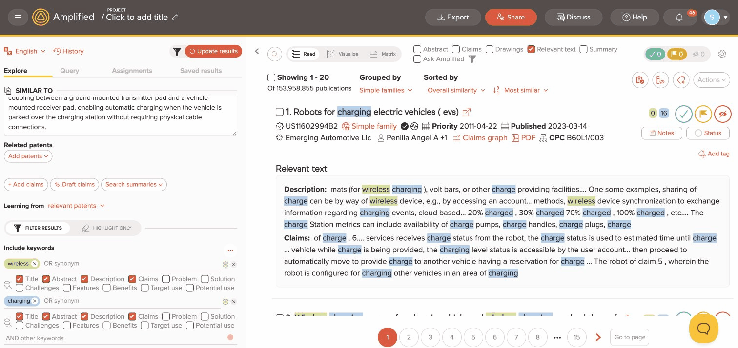 Multiple keywords highlighted in different colors across results