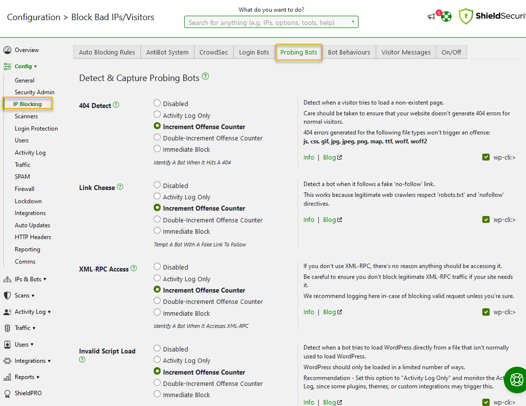How to detect & capture probing bots Shield Security for WordPress