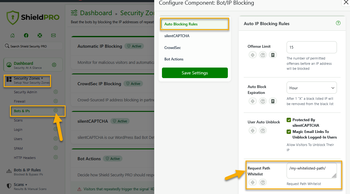 Access to Request Path Whitelist option