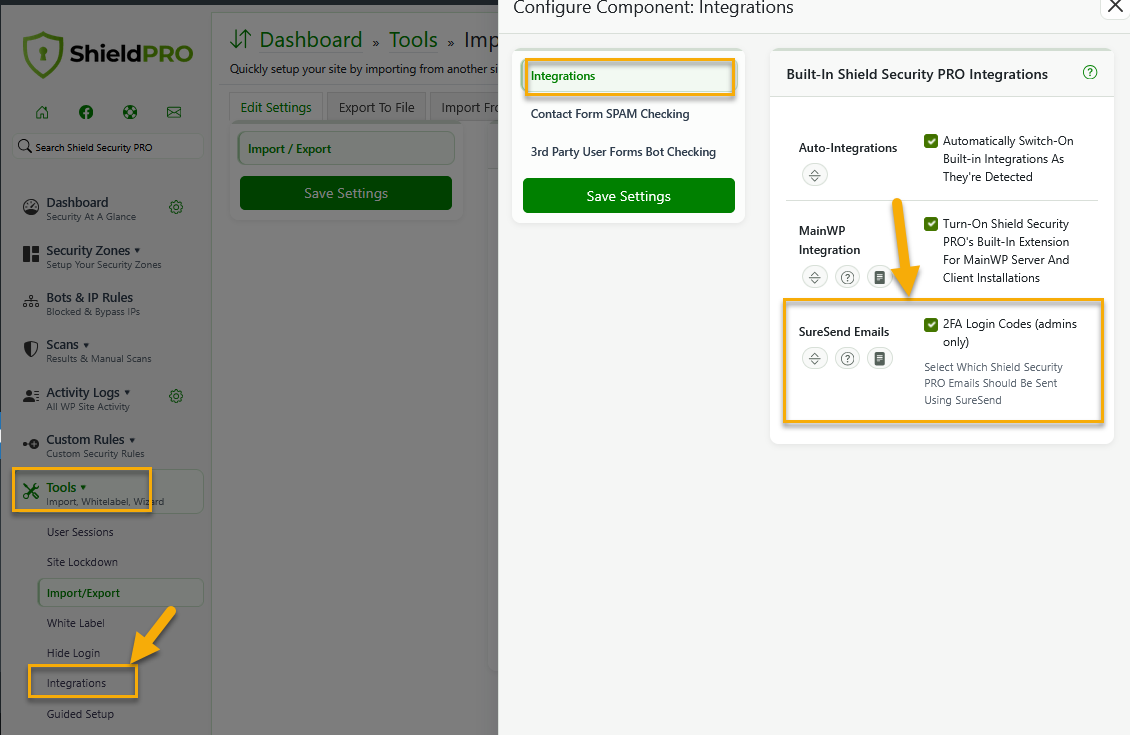 Access to SureSend Emails option