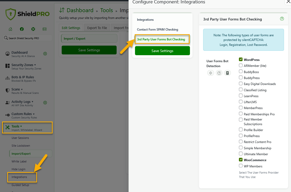 Access to 3rd Party User Forms Bot Checking