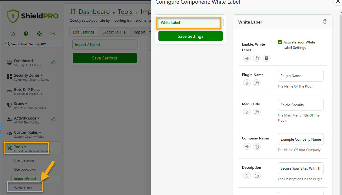 Access to White Label options