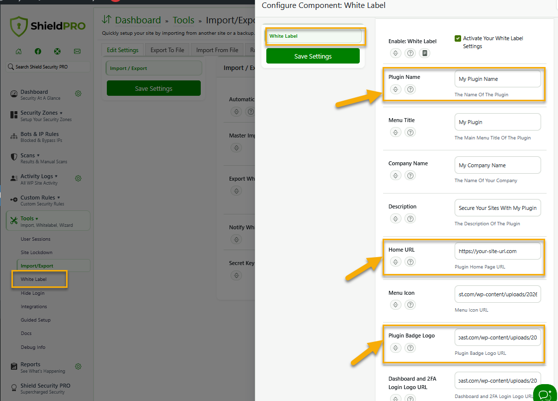 Plugin Badge options