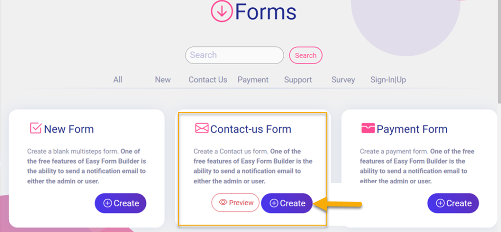 Create the form location