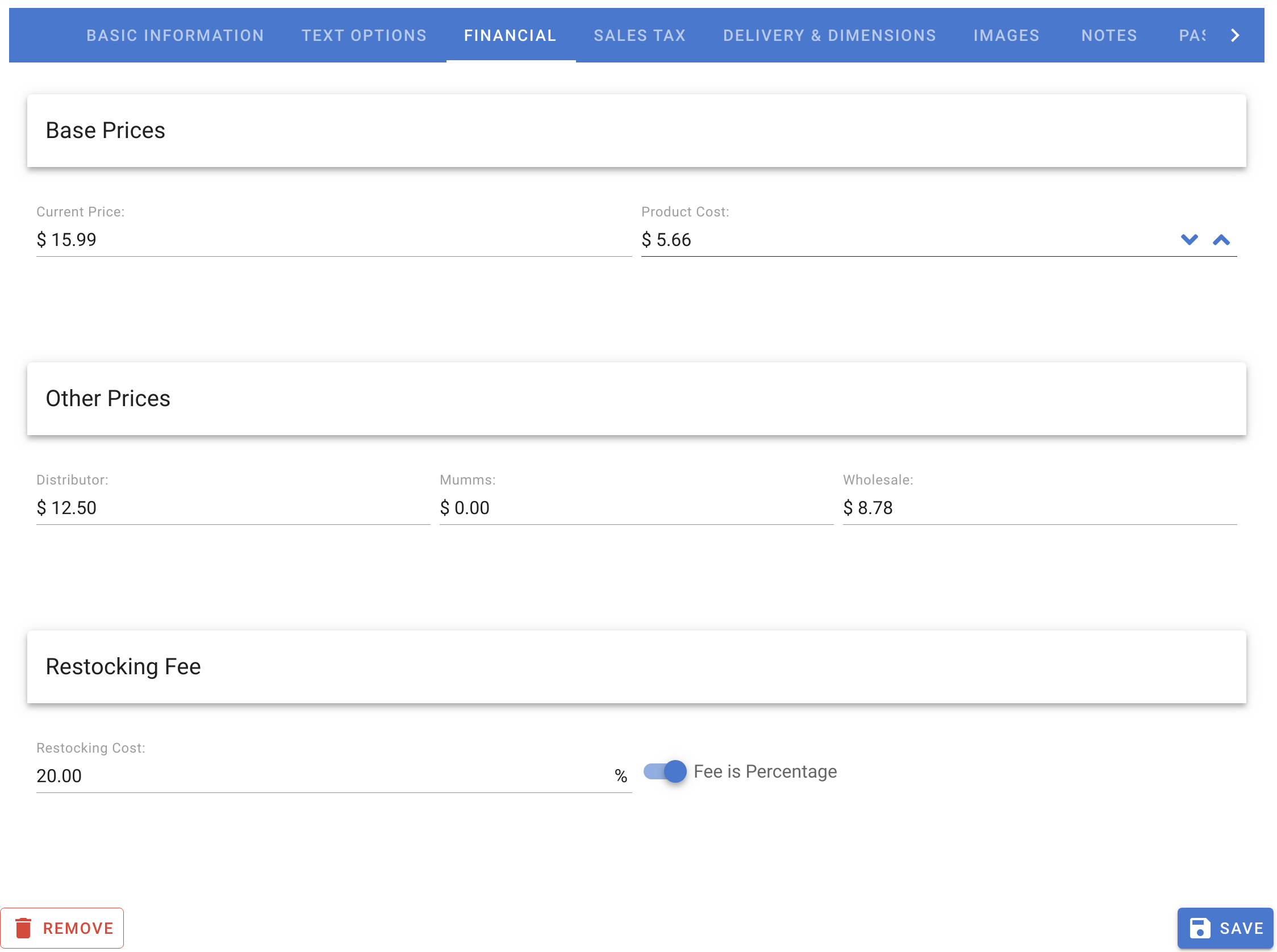 Edit Restocking Fees Sherpa ERP Knowledge Base