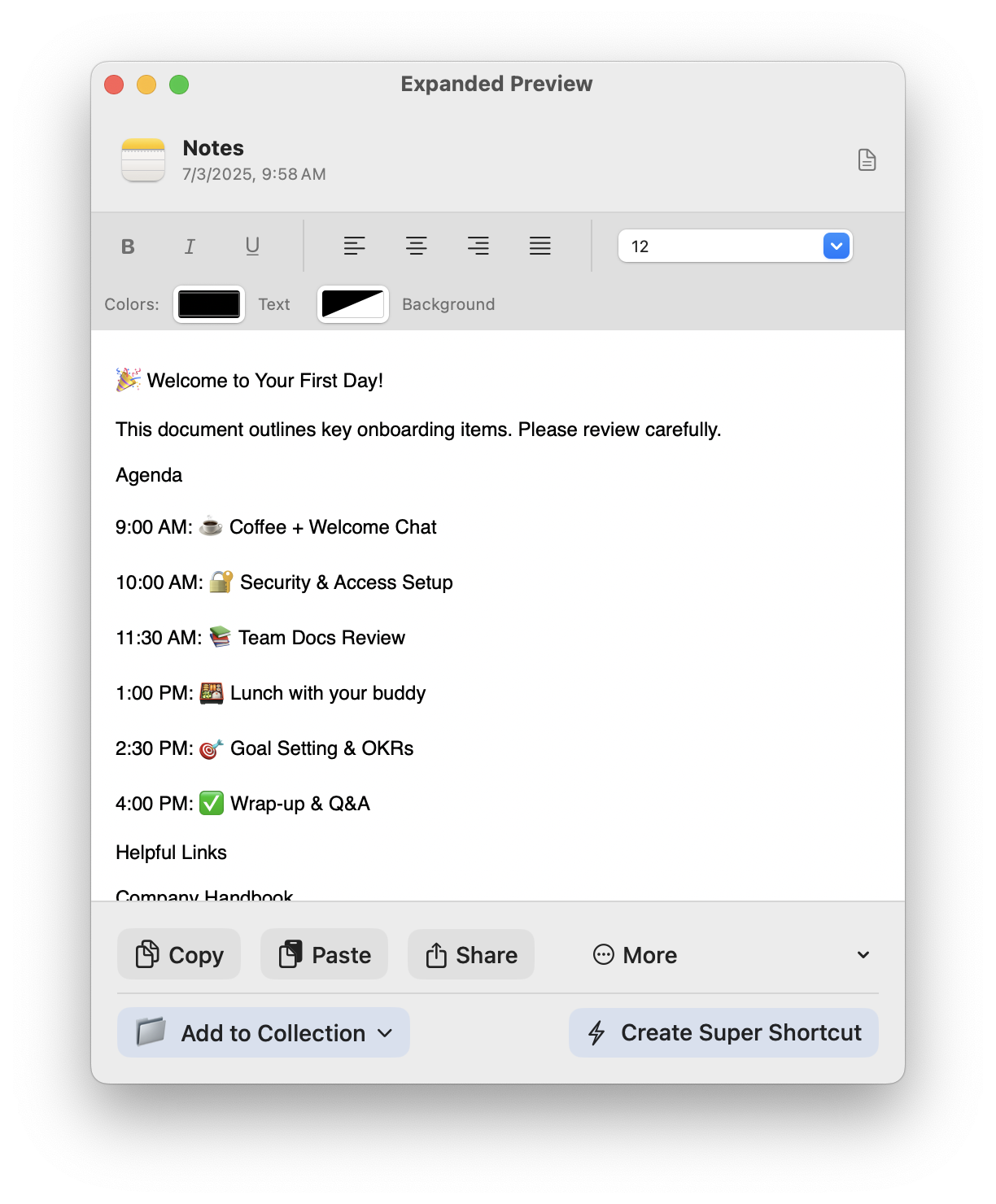 Rich text editing in Quip for macOS