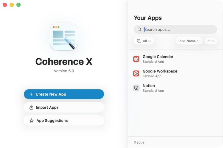 Coherence X6 home screen