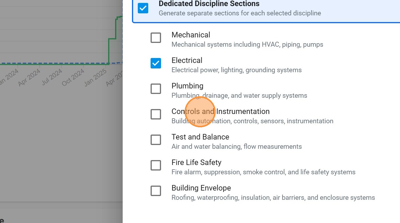 Dedicated Discipline Sections enabled with Electrical and Controls and Instrumentation available among disciplines