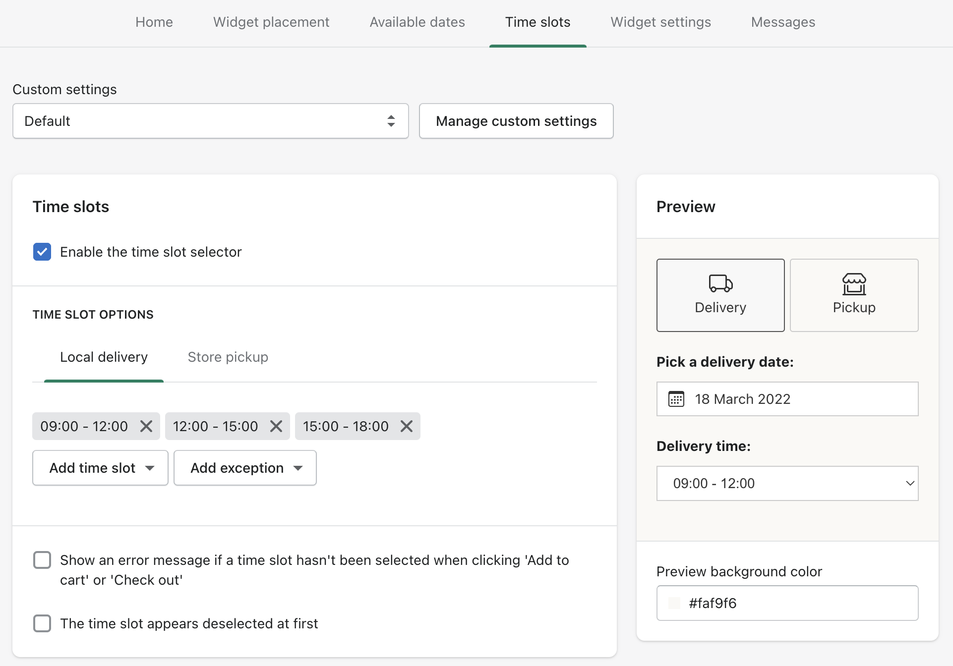Can I use different cutoff times for delivery and pickup? Buunto