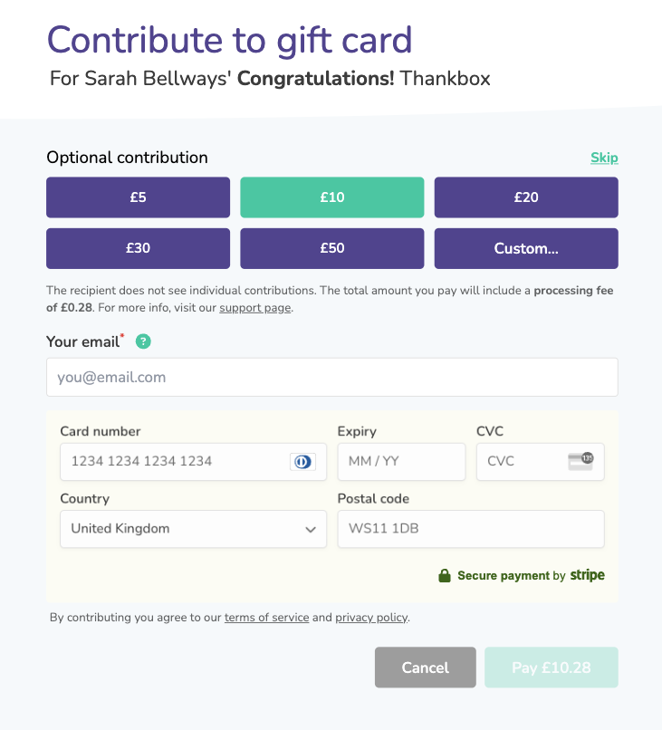 How to add a contribution to a Thankbox? - Support | Thankbox
