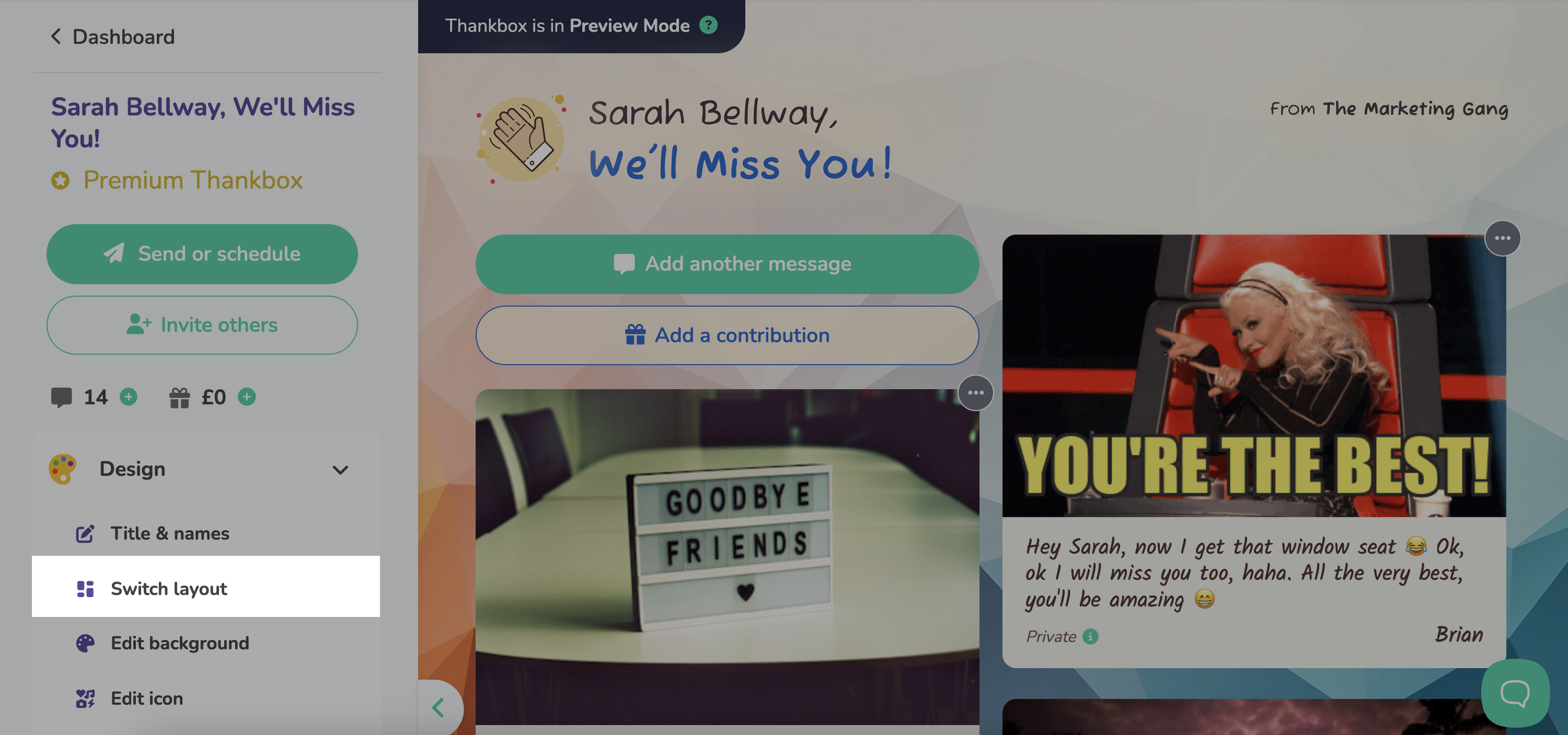 Switch layout button