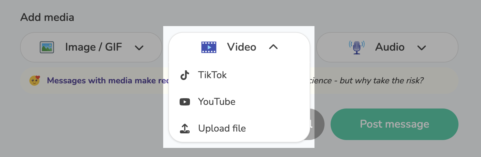 Video drop down menu