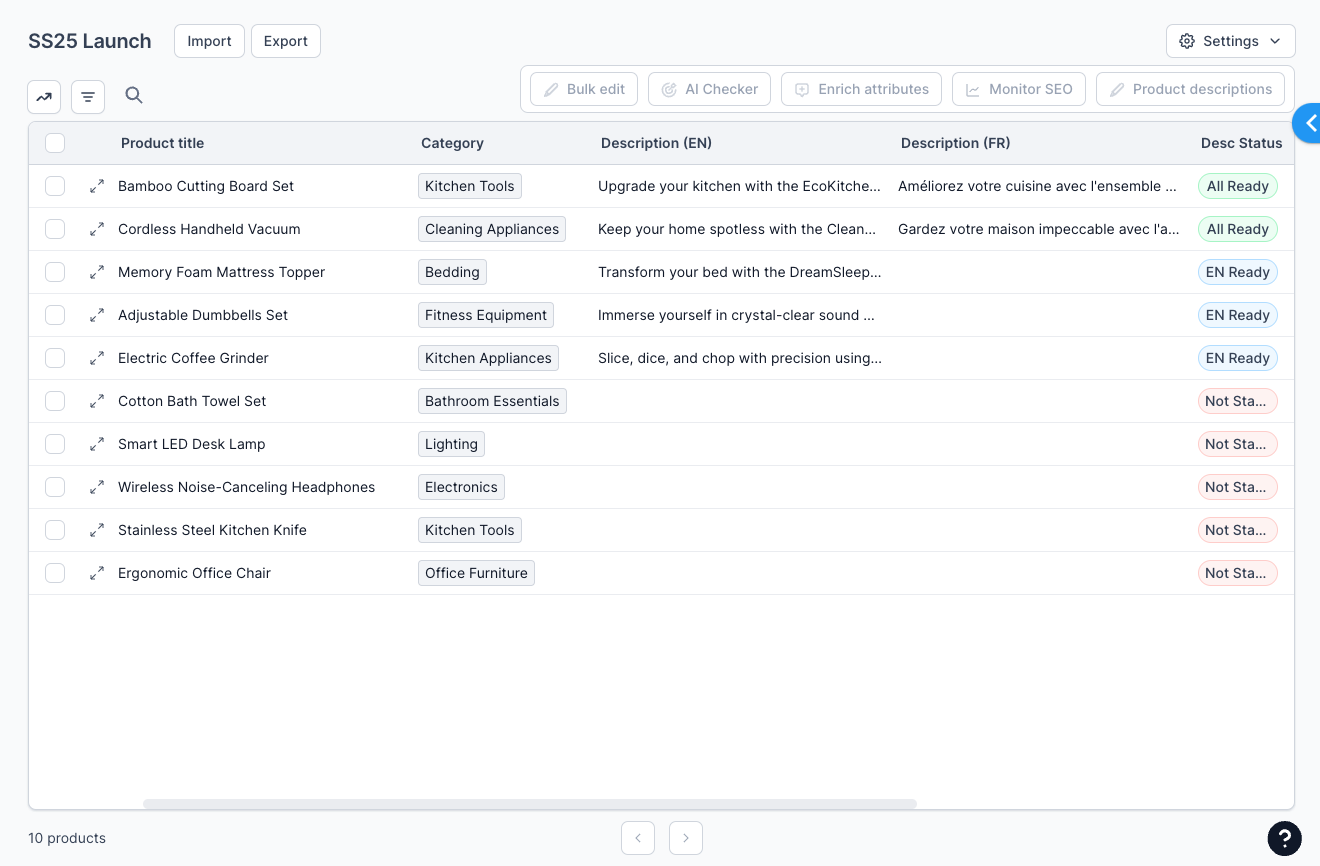 Status tracking on the product database - Hypotenuse AI Knowledge Base
