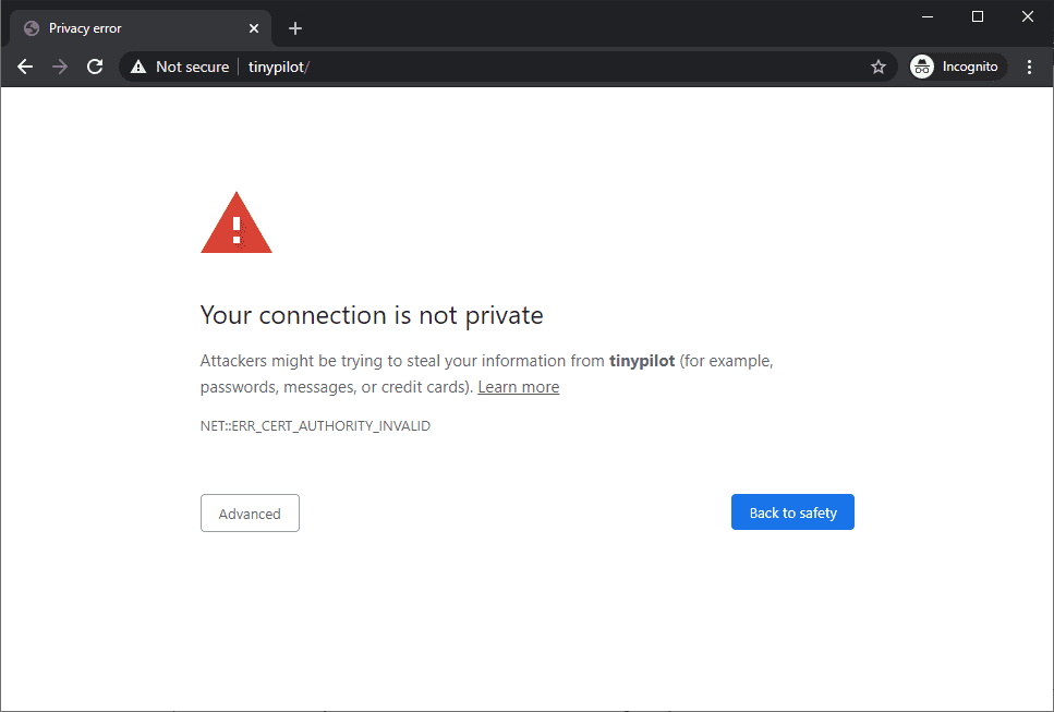 TinyPilot privacy error