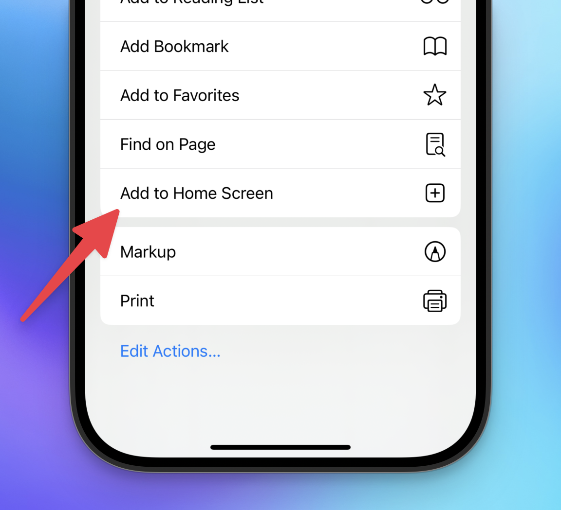 Safari - Share - Add to Homescreen