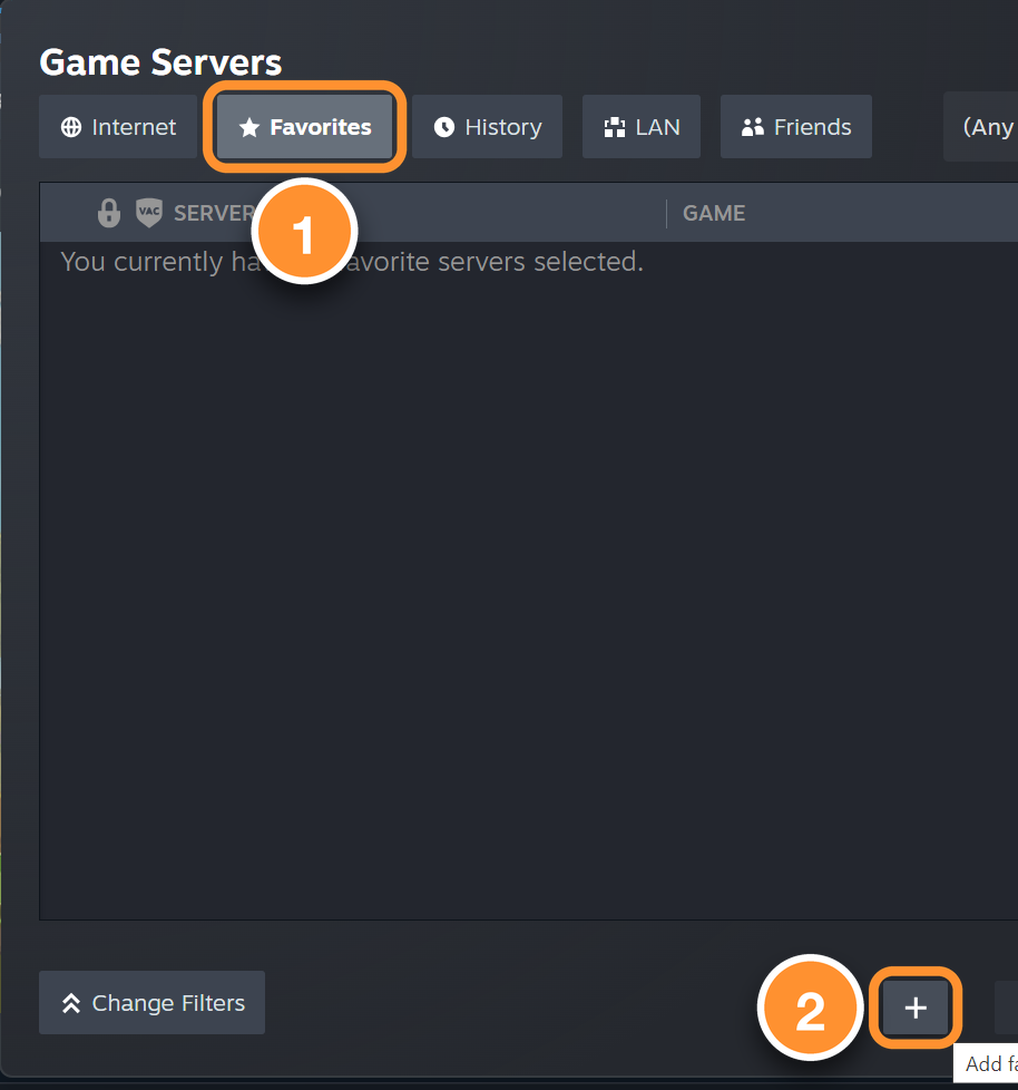 Favorites tab and the add button