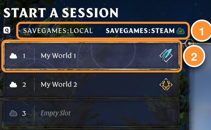 Savegame tabs and slot numbers