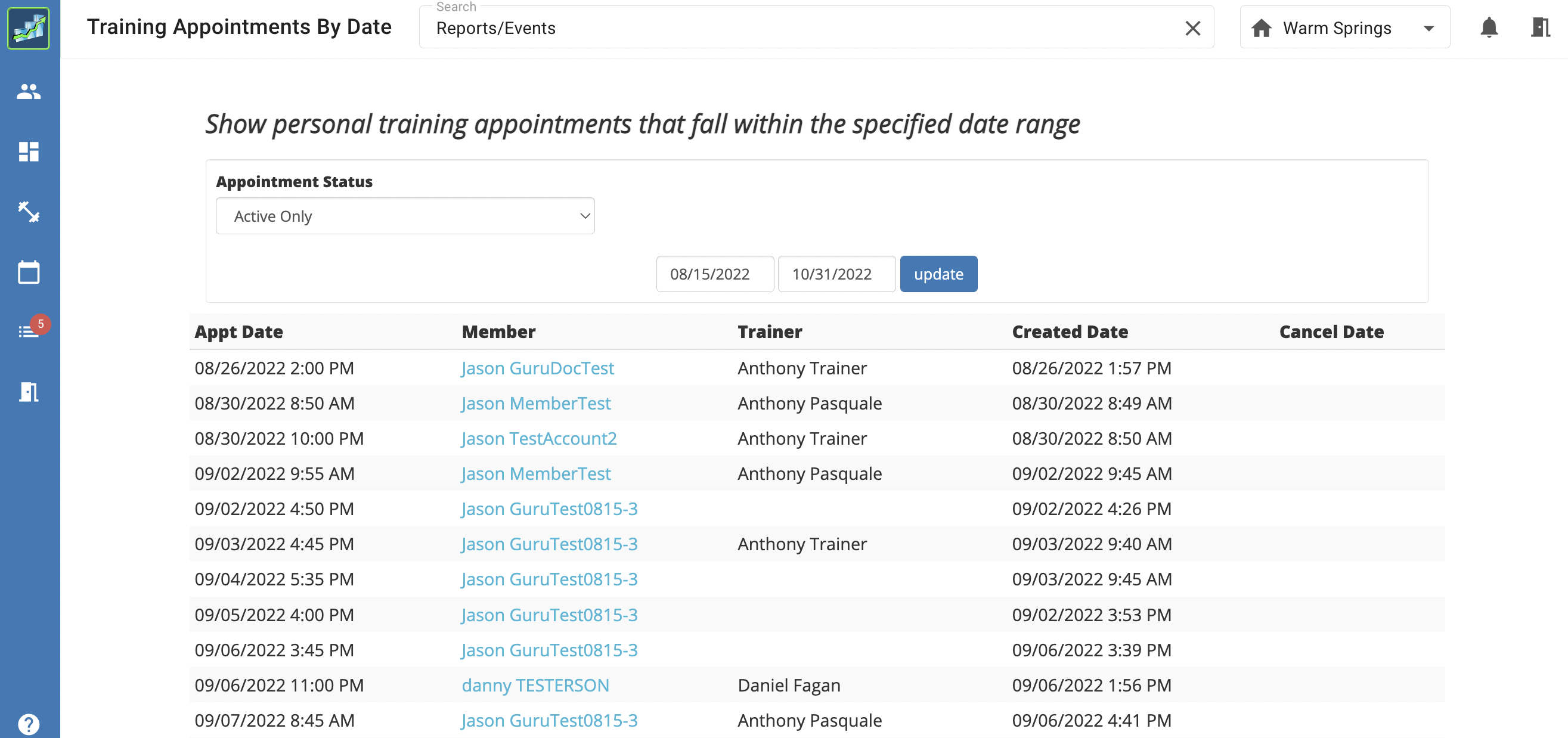 New Feature Personal Training Appointments Gym Insight Knowledge Base