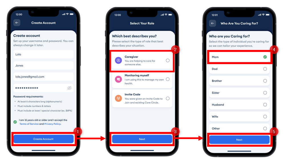 Account Setup Primary Caregiver Connected Caregiver Knowledge Base