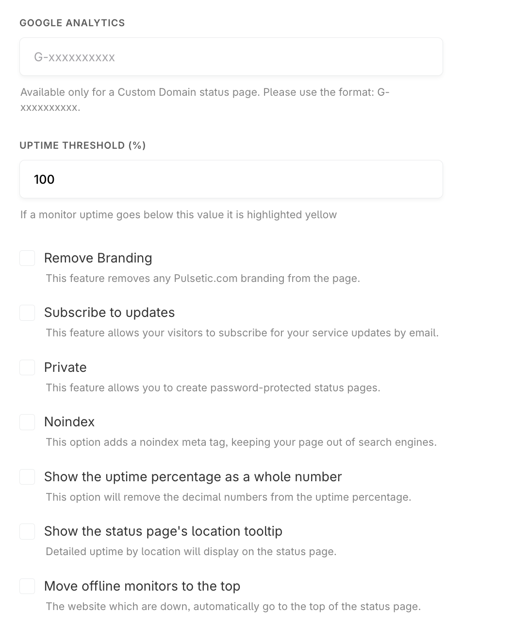 Optional Settings