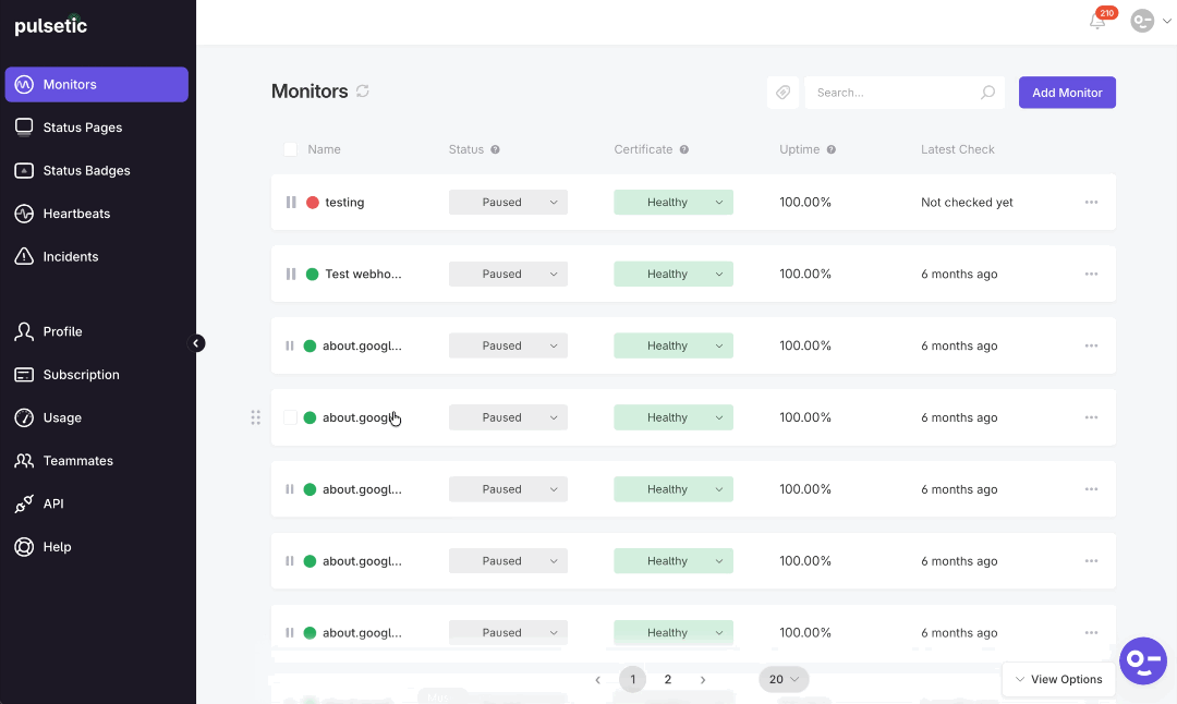 Access the Incidents Page