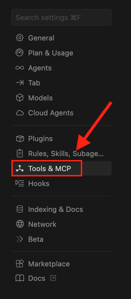 Select Tools & MCP