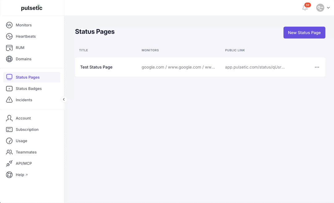 Add status page
