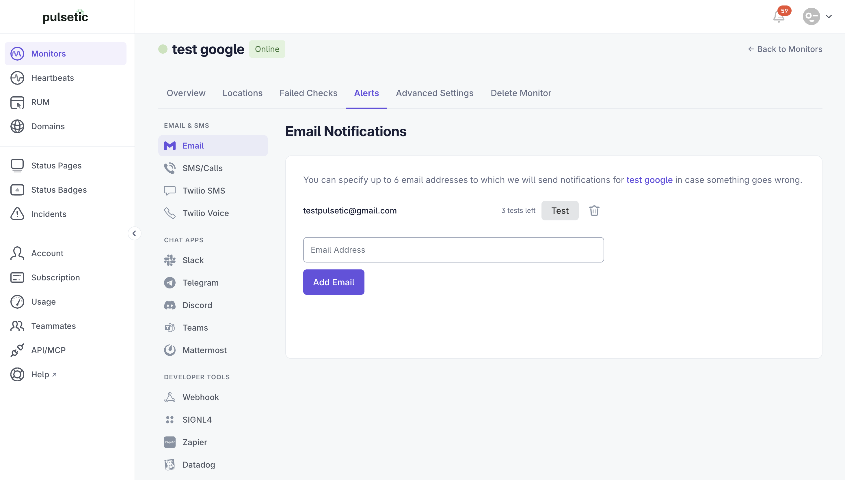 Add email