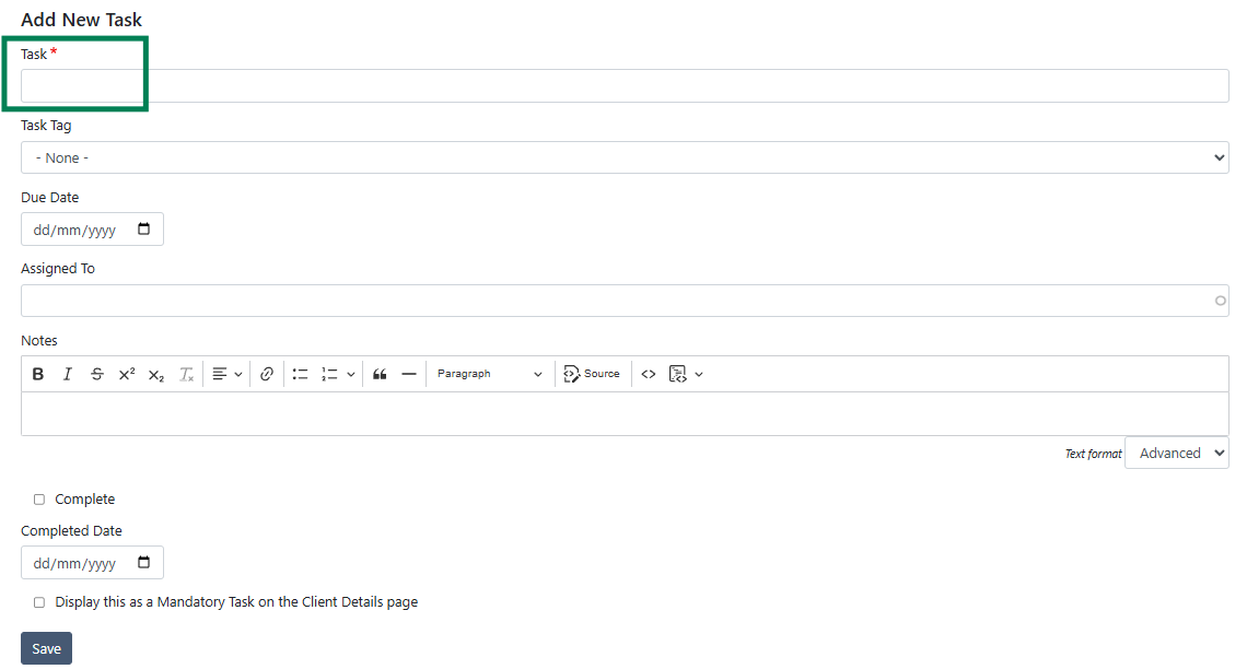 How do I add a Task? - Client Management System