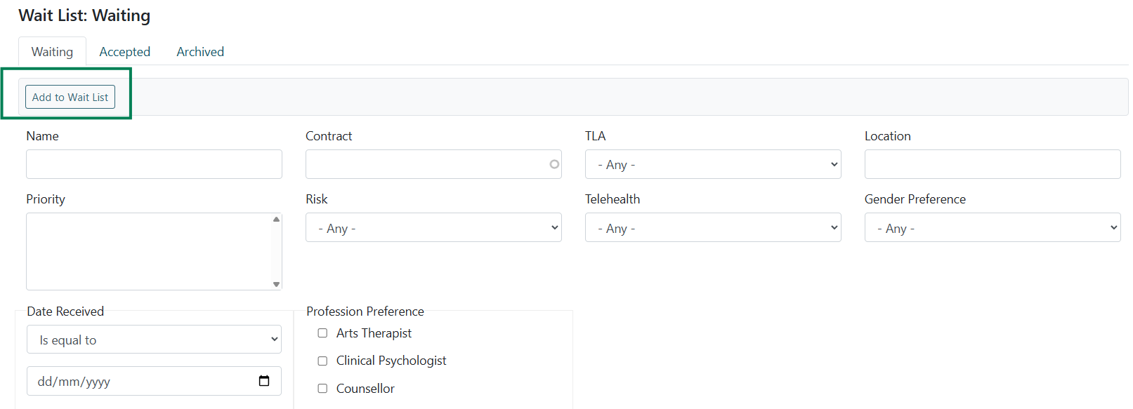 How to add a Client to the Waitlist - Client Management System