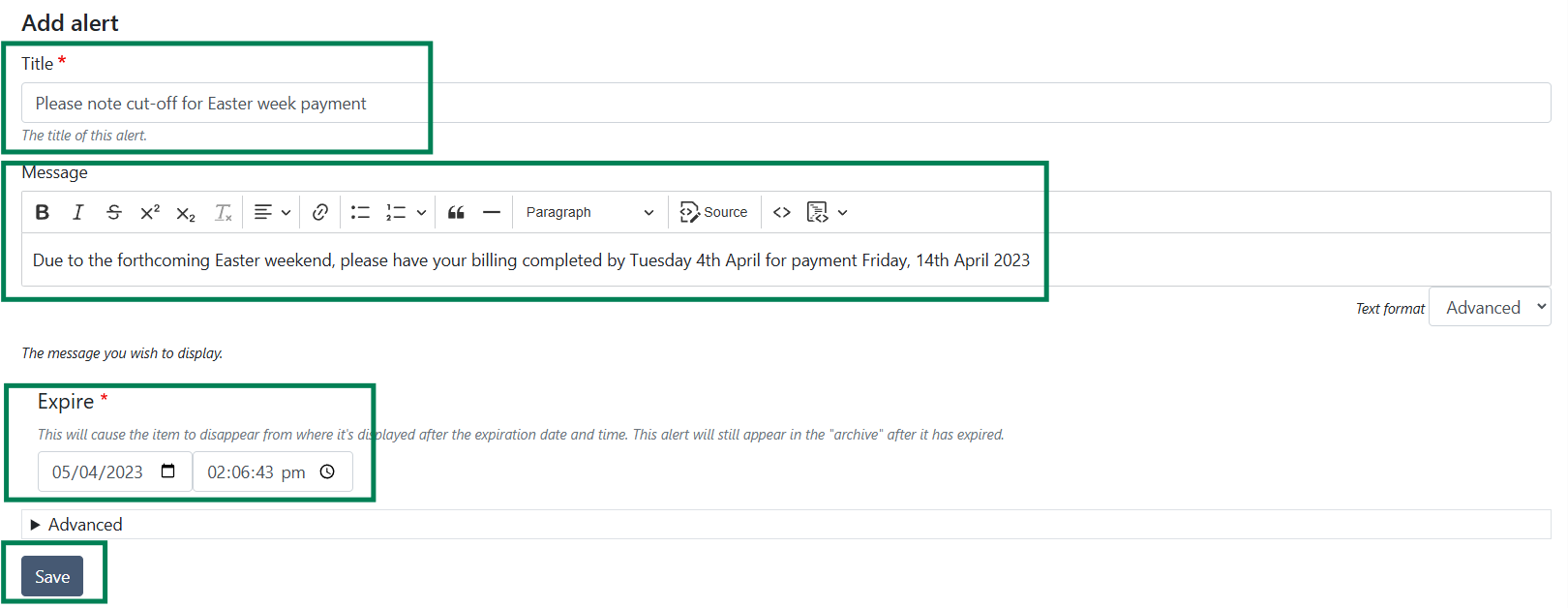 Add an Alert or Message to CMS for all your Providers - Client ...