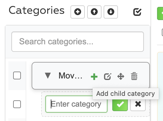 Adding a sub-category