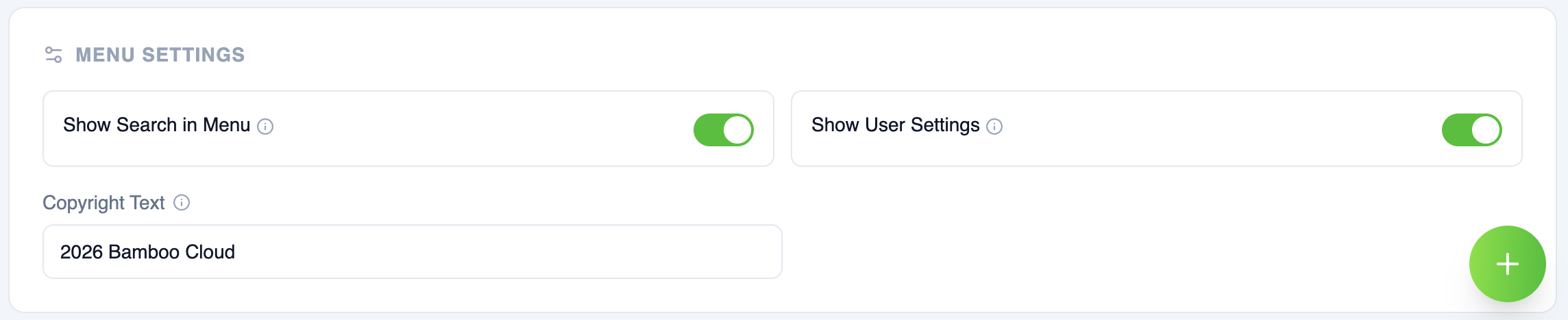 Additional menu settings