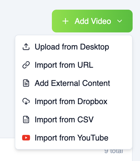 Video upload options