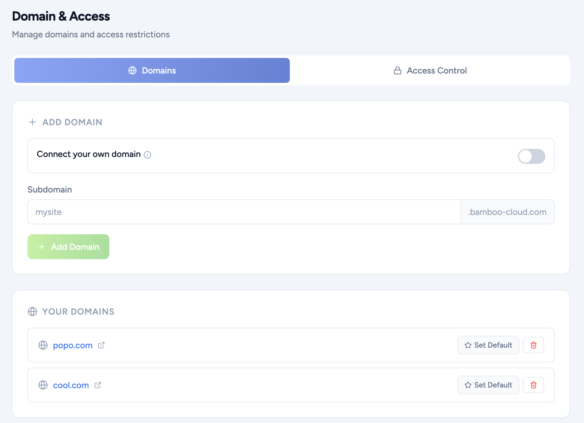 Domain page